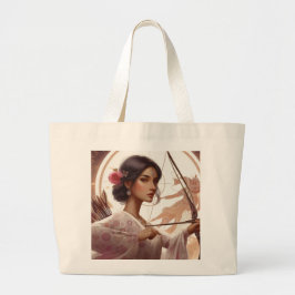 Boogschutter roze bloem grote tote bag