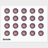 Boogschutter Schattige Kat Zodiac Astrologisch Tek Ronde Sticker (Vel)