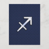 Boogschutter Sterrenbeeld op Blauwe Koolstofvezel  Briefkaart (Voorkant)