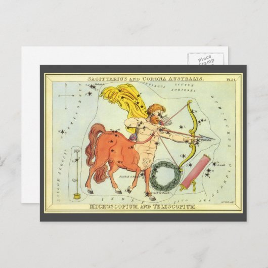 Boogschutter,  sterrenbeeld Urania's Mirror Briefkaart (Voorkant / Achterkant)
