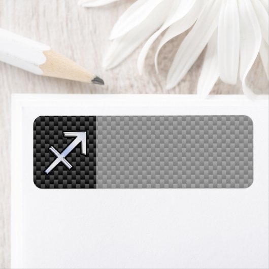 Boogschutter Sterrenbeeld Zwart Koolstofvezel Prin Etiket (Insitu)