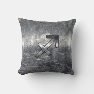 Boogschutter Symbool Grunge Vervuild Stalen Stijl Kussen