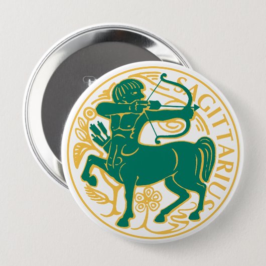 Boogschutter teken van de dierenriem op een ronde button 4,0 cm (Voorkant /achterkant)