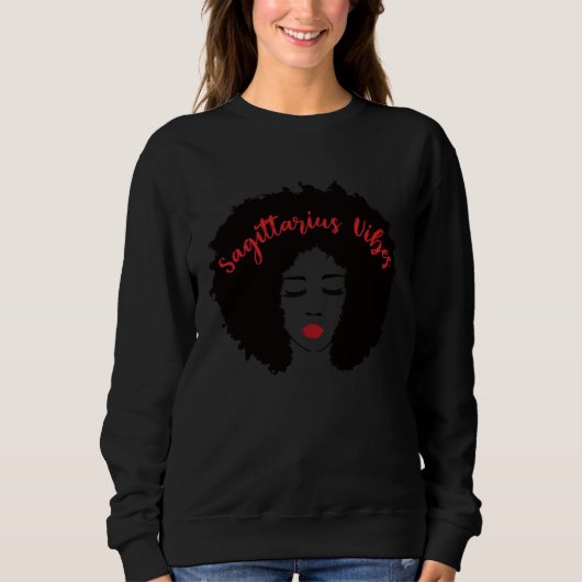 Boogschutter Vibes Afro Queen Red Lip Zodiac Astro Trui (Voorkant)