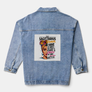 Boogschutter vrouw met drie kanten grappig cadeau  denim jacket