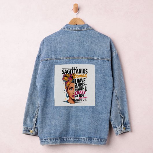 Boogschutter vrouw met drie kanten grappig cadeau denim jacket (Hangar)