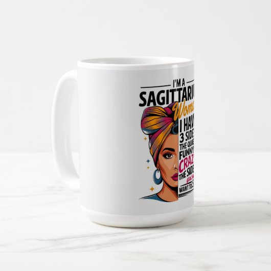 Boogschutter vrouw met drie kanten grappig geschen koffiemok (Voorkant links)