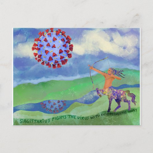 Boogschutter vs. het virus briefkaart (Voorkant)