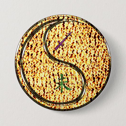 Boogschutter & Vuur Geit Ronde Button 7,6 Cm (Voorkant)