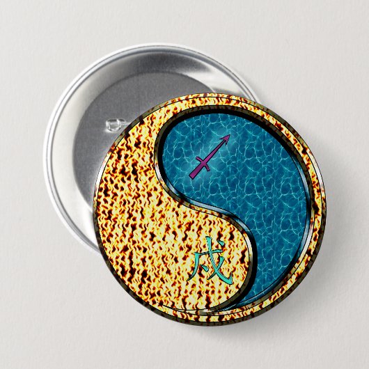 Boogschutter & Water Hond Ronde Button 7,6 Cm (Voorkant /achterkant)