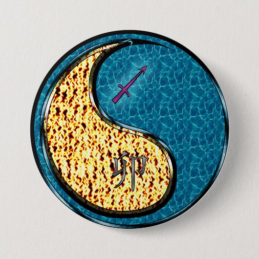 Boogschutter & Water Konijn Ronde Button 7,6 Cm (Voorkant)
