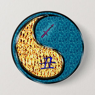 Boogschutter & Water Os Ronde Button 7,6 Cm