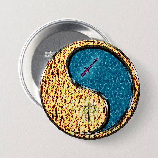 Boogschutter & Wateraap Ronde Button 7,6 Cm (Voorkant /achterkant)