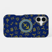 Boogschutter Zodiac + Astrologie Symbolen PTN Gld  iPhone 16 Hoesje (Achterkant horizontaal)