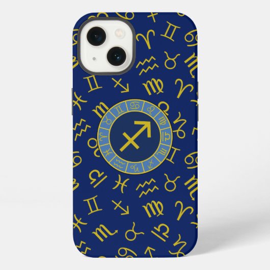 Boogschutter Zodiac + Astrologie Symbolen PTN Gld iPhone Hoesje (Achterkant)