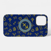 Boogschutter Zodiac + Astrologie Symbolen PTN Gld  iPhone Hoesje (Achterkant horizontaal)