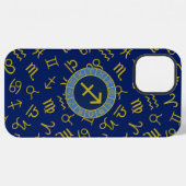 Boogschutter Zodiac + Astrologie Symbolen PTN Gld iPhone Hoesje (Achterkant horizontaal)