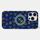 Boogschutter Zodiac + Astrologie Symbolen PTN Gld iPhone Hoesje (Achterkant horizontaal)