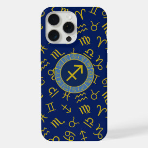 Boogschutter Zodiac + Astrologie Symbolen PTN Gld iPhone 15 Pro Max Case