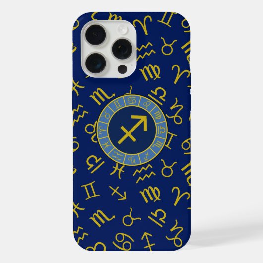 Boogschutter Zodiac + Astrologie Symbolen PTN Gld iPhone Hoesje (Achterkant)