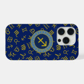 Boogschutter Zodiac + Astrologie Symbolen PTN Gld iPhone Hoesje (Achterkant horizontaal)