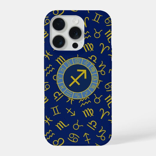 Boogschutter Zodiac + Astrologie Symbolen PTN Gld iPhone Hoesje (Achterkant)