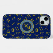 Boogschutter Zodiac + Astrologie Symbolen PTN Gld  iPhone Hoesje (Achterkant horizontaal)