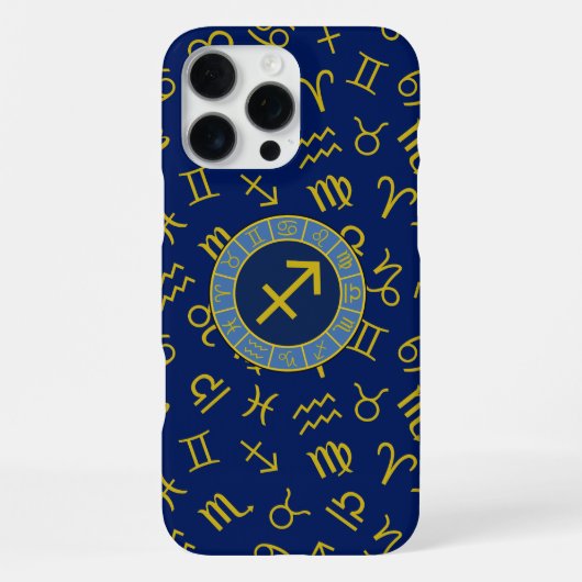 Boogschutter Zodiac + Astrologie Symbolen PTN Gld iPhone Hoesje (Achterkant)