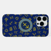 Boogschutter Zodiac + Astrologie Symbolen PTN Gld iPhone Hoesje (Achterkant horizontaal)