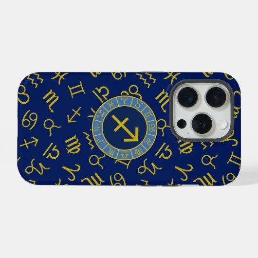 Boogschutter Zodiac + Astrologie Symbolen PTN Gld  iPhone Hoesje (Achterkant horizontaal)