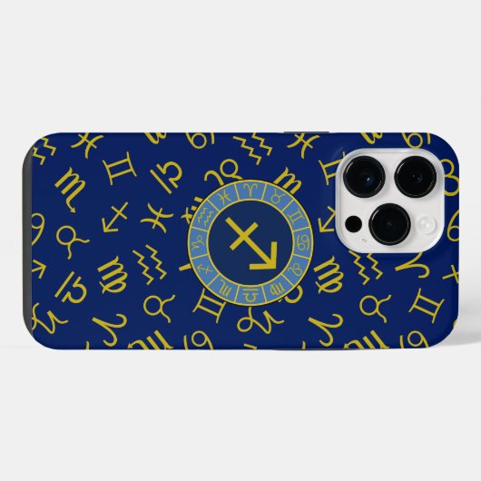 Boogschutter Zodiac + Astrologie Symbolen PTN Gld  iPhone Hoesje (Achterkant horizontaal)