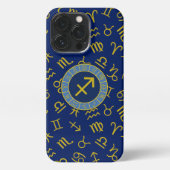 Boogschutter Zodiac + Astrologie Symbolen PTN Gld  iPhone Hoesje (Achterkant)