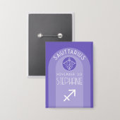 Boogschutter Zodiac Astrologie Teken Foto Geboorte Button (Voorkant / Achterkant)