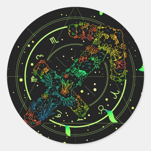 Boogschutter Zodiac Astrologisch Symbool Ronde Sticker (Voorkant)