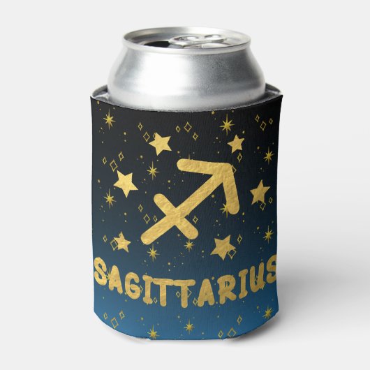 Boogschutter Zodiac Blue en Gold Koelbox Blikjeskoeler (Blikje Voorkant)