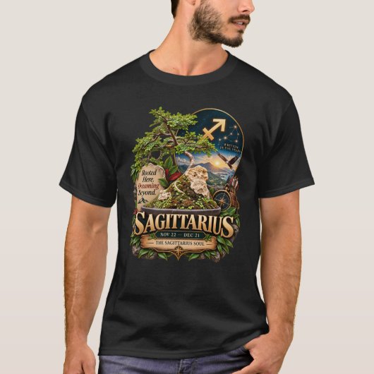 Boogschutter Zodiac Bonsai Kunst T-shirt (Voorkant)