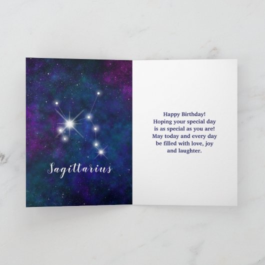Boogschutter Zodiac Constellation Happy Birthday Kaart (Binnen)