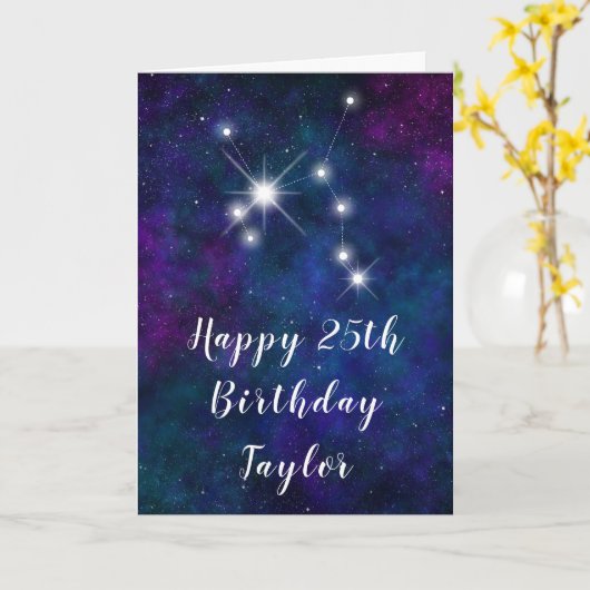 Boogschutter Zodiac Constellation Happy Birthday Kaart (Gele Bloem)