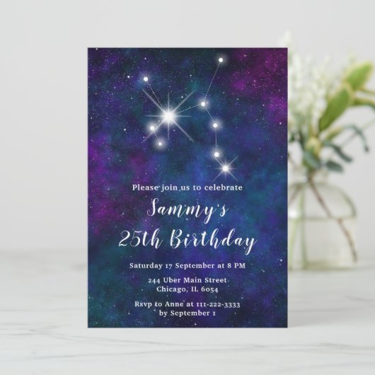 Boogschutter Zodiac Constellation Verjaardagsfeest Kaart (Staand voorkant)