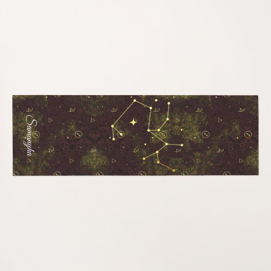 Boogschutter Zodiac Custom Paarse gouden bloem Yogamat (Achterkant (horizontaal))