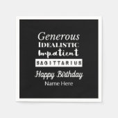 Boogschutter Zodiac Fun Kenmerken Verjaardag Servet (Voorkant)