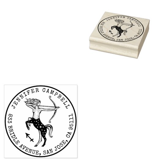 Boogschutter Zodiac Handgetekend | Retouradres Rubberstempel (Gestempeld)