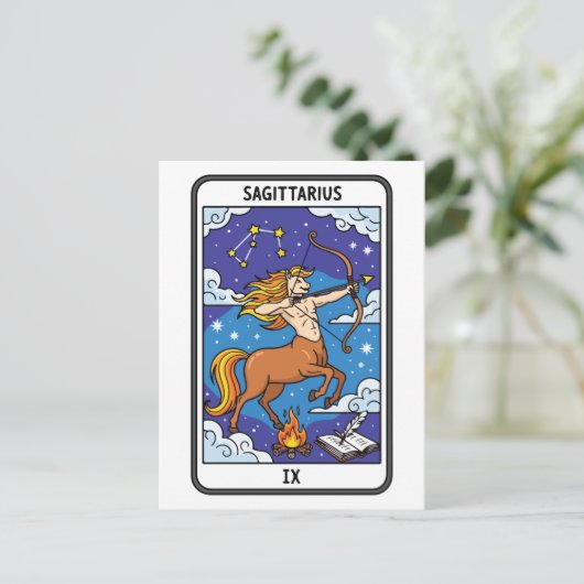 Boogschutter Zodiac Illustratie Tarot Stijl Briefkaart (Staand voorkant)