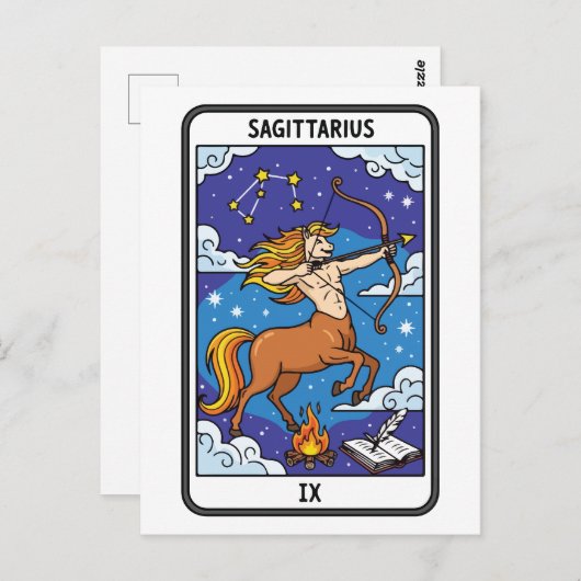 Boogschutter Zodiac Illustratie Tarot Stijl Briefkaart (Voorkant / Achterkant)