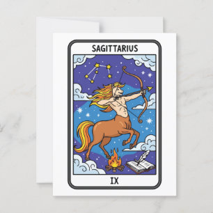 Boogschutter Zodiac Illustratie Tarot Stijl Briefkaart