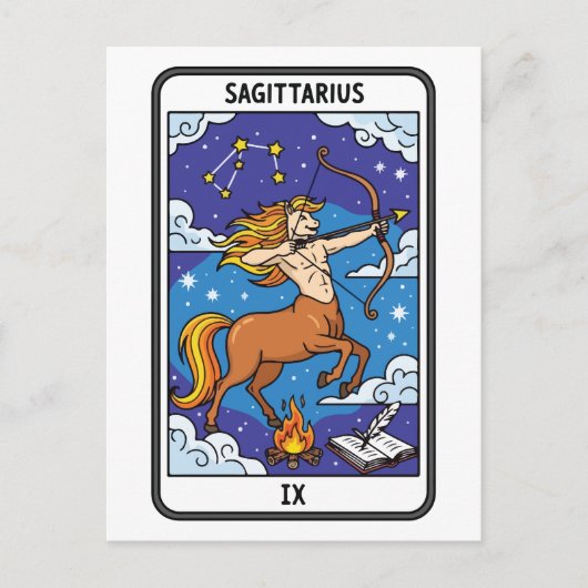 Boogschutter Zodiac Illustratie Tarot Stijl Briefkaart (Voorkant)