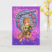 Boogschutter Zodiac Kaart met Schattige Vrouw Cent (Gele Bloem)