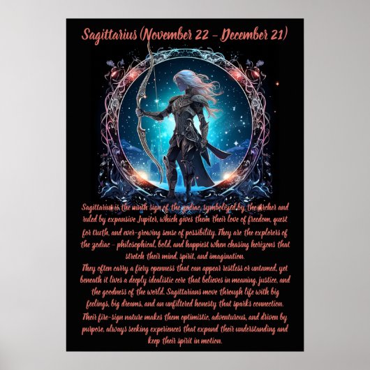 Boogschutter Zodiac Kunst Poster (Voorkant)