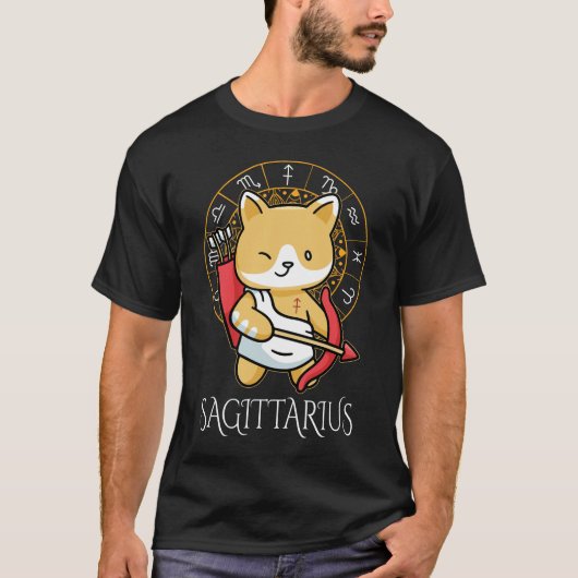 Boogschutter Zodiac Mannen Zwart T-shirt (Voorkant)