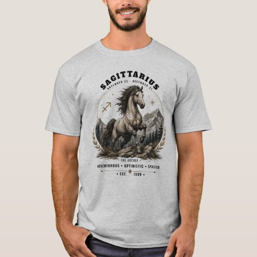 Boogschutter Zodiac Paard Heren T-Shirt (Voorkant)